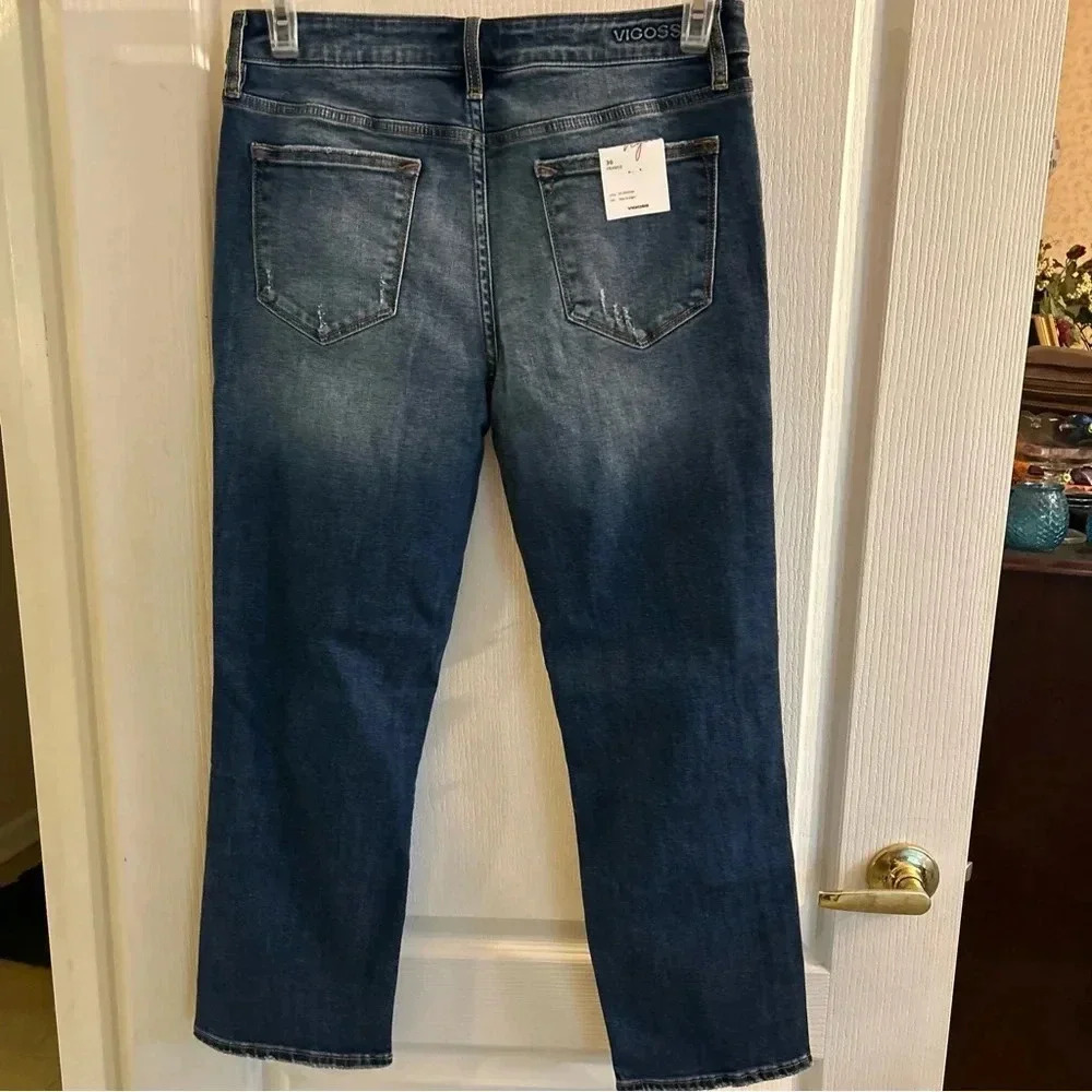 Vigoss Jeans Womens 30 Frankie Slim Straight Size 30 Distressed Button Fly NEW - Picture 9 of 11